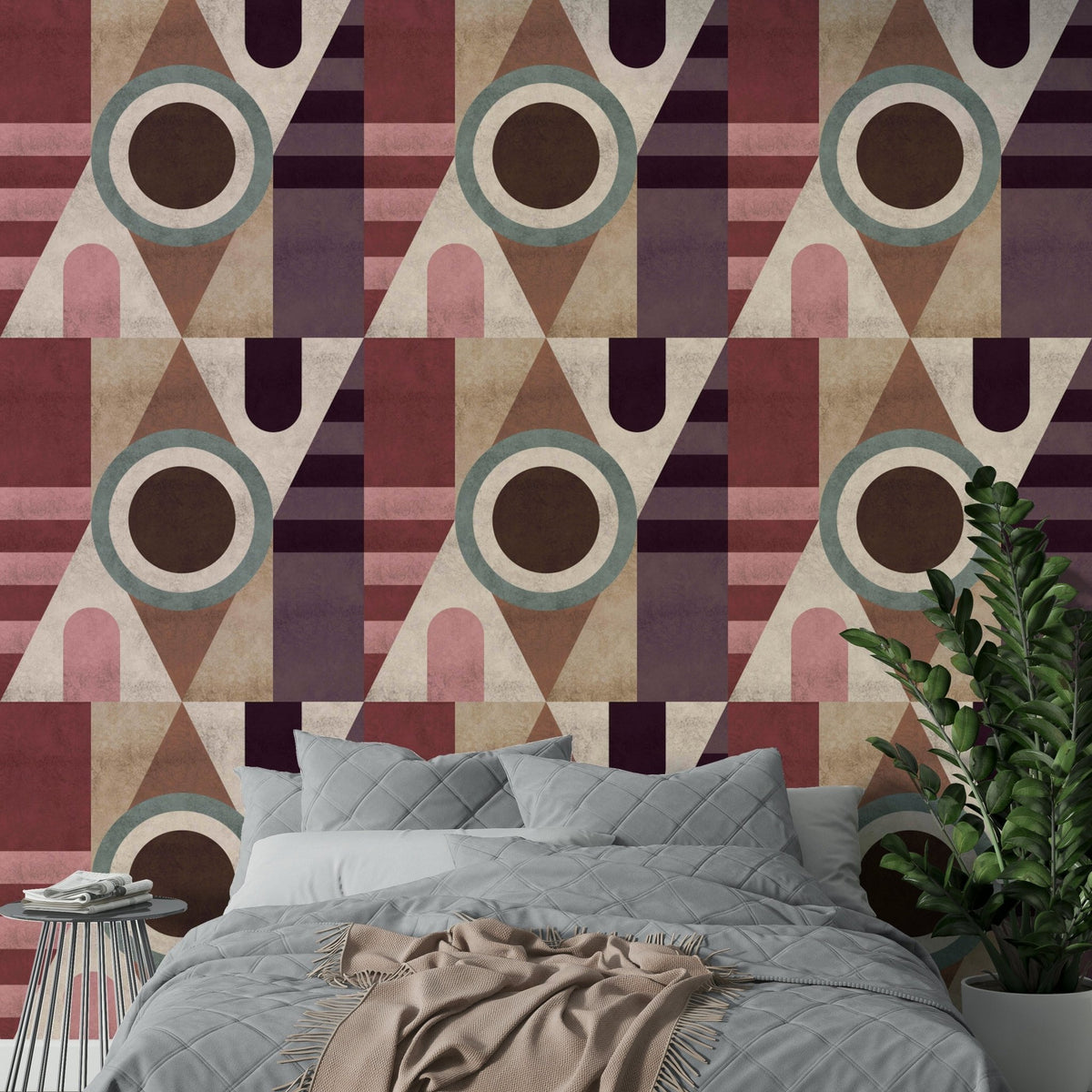 Structured wall mural in grayscale design

