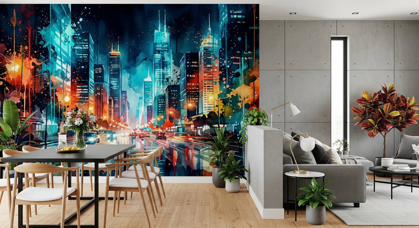 Urban Watercolor Wall Mural
