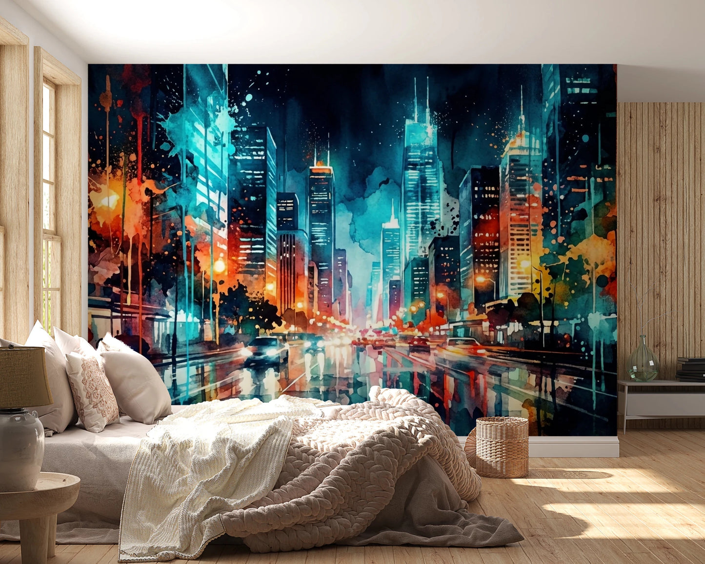 Urban Watercolor Wall Mural