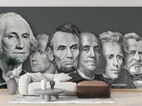 US Presidents on money-themed mural