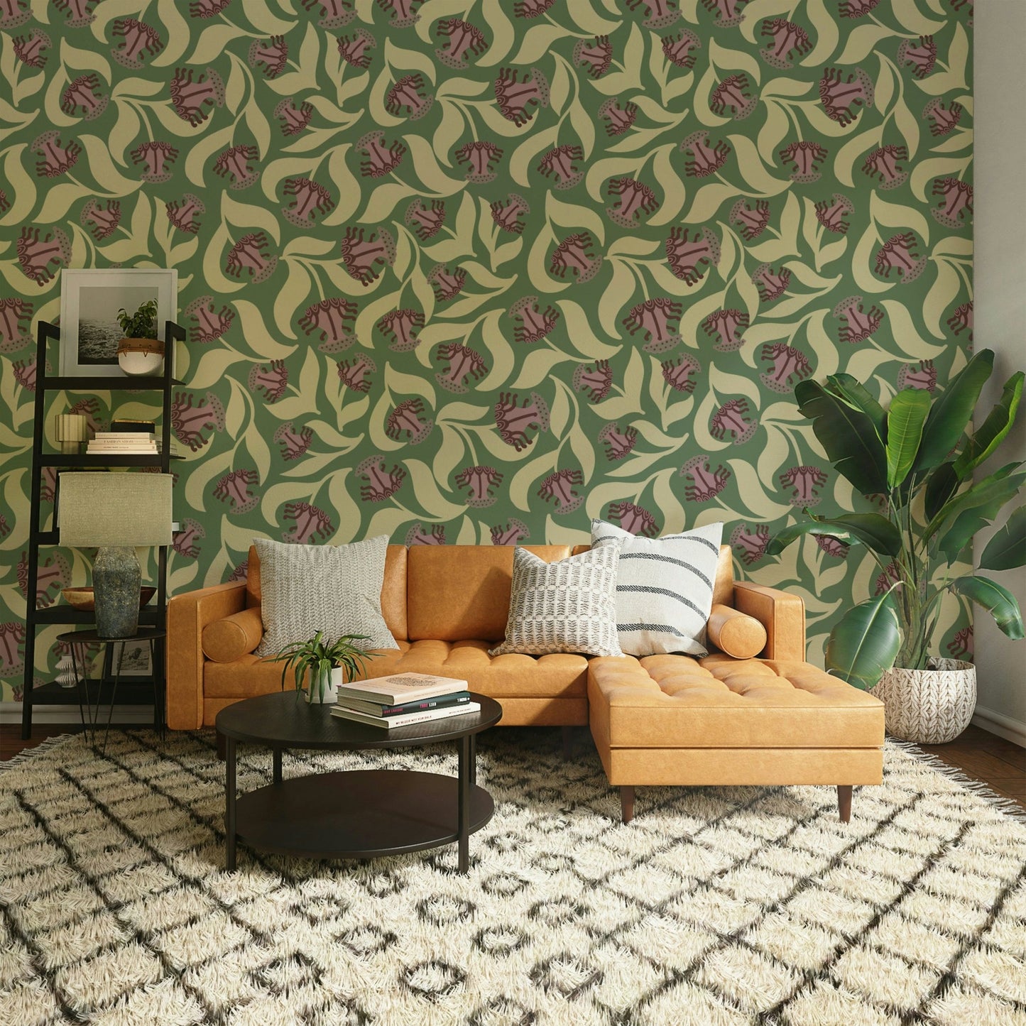 A charming and elegant floral wallpaper pattern.
