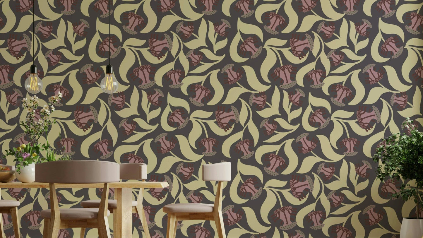 A charming and elegant floral wallpaper pattern.
