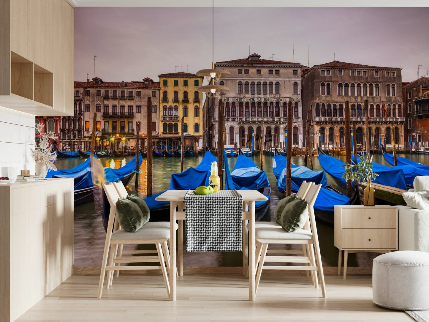 Venetian Blues water view mural wallpaper dock ancient city structure amazing.