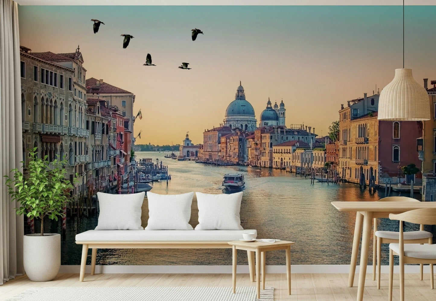 Authentic gondola paths shown in Venetian Canal Dream wallpaper.