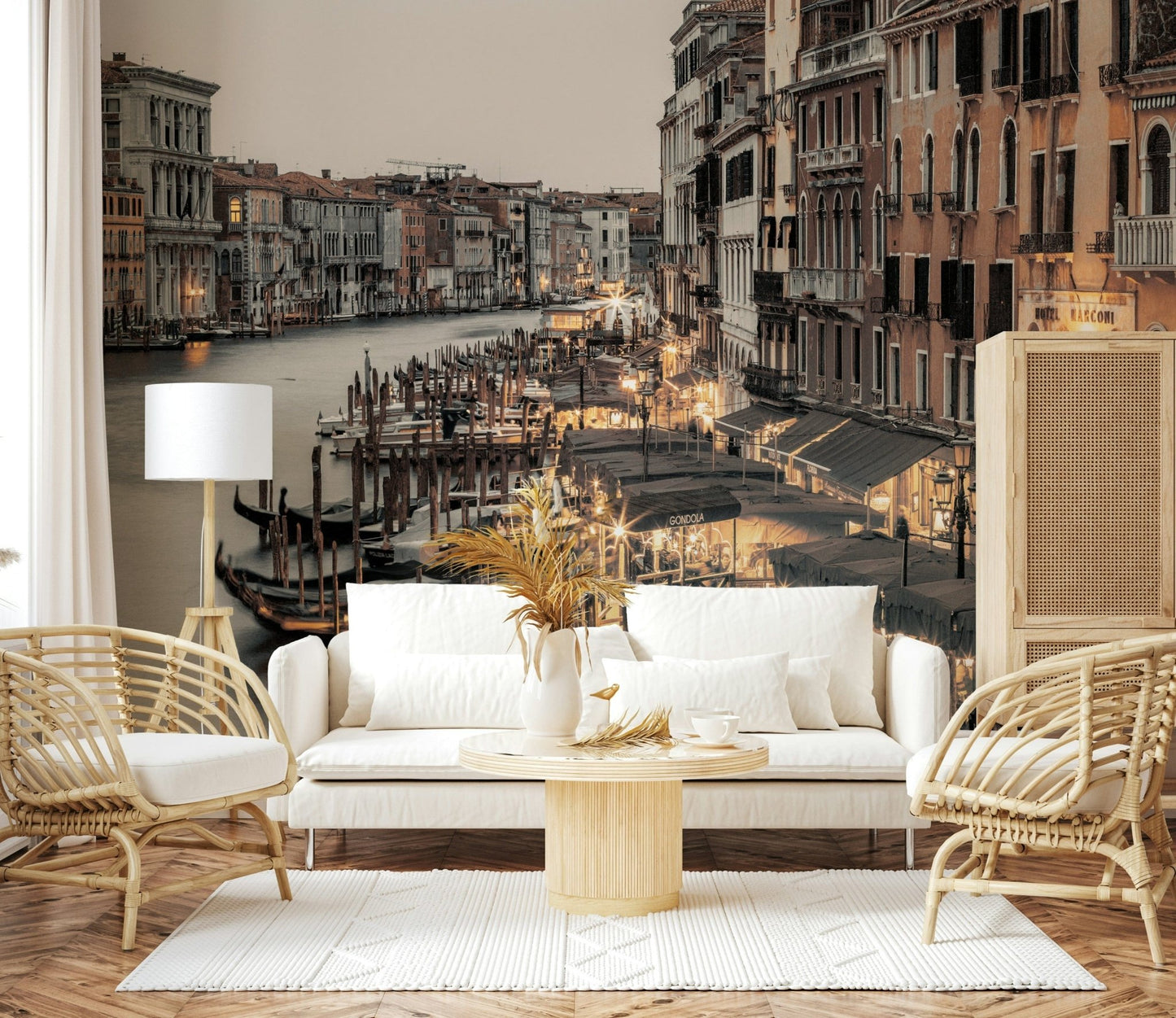 Elegant Venetian Canal Evening wall poster old world atmosphere design idea.
