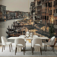 Venice at twilight mural Venetian Canal Evening water scene dark sky.