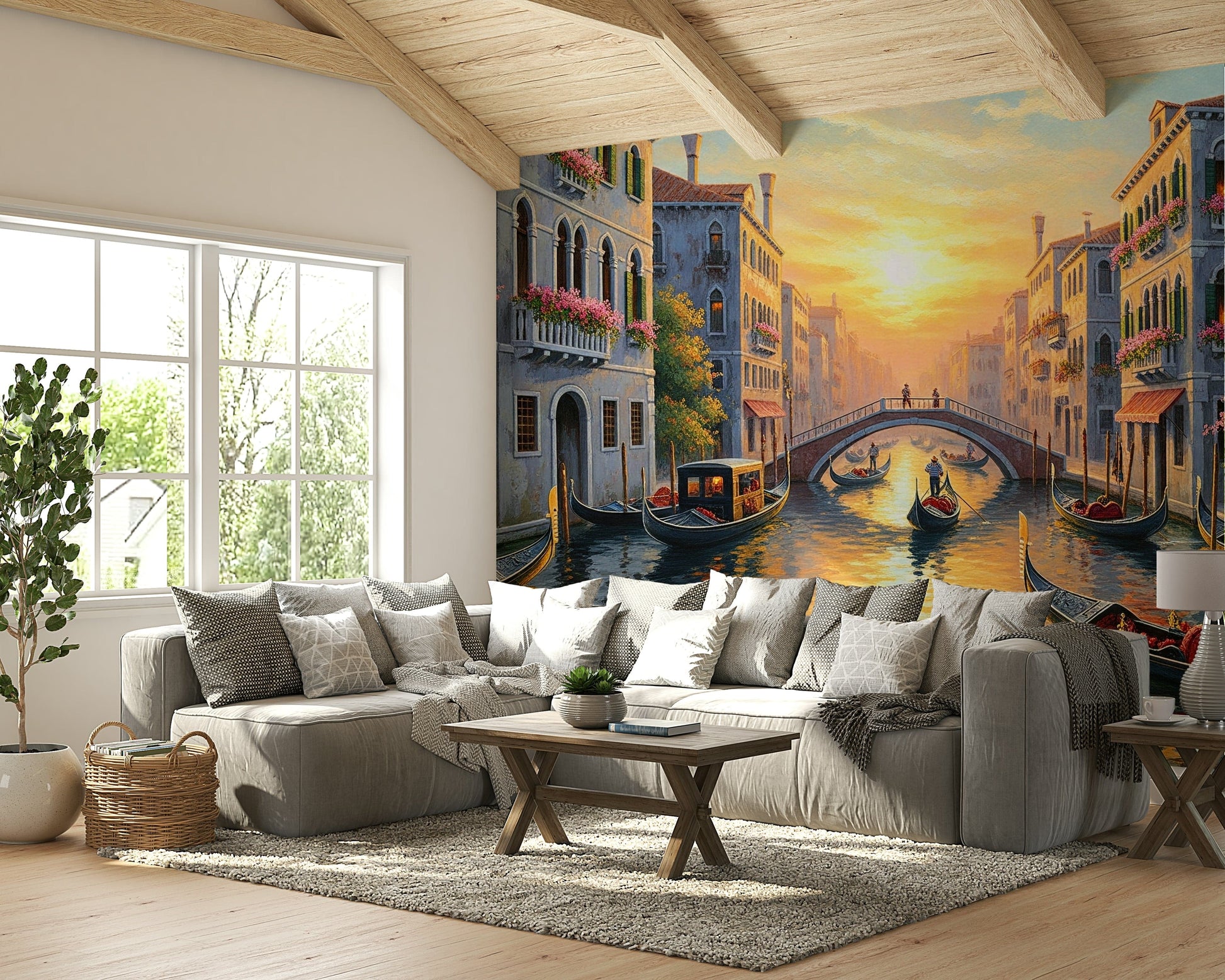 View of historic buildings along the Canal Grande

