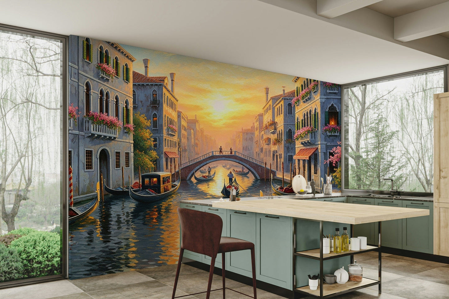 Wallpaper for walls with a Venetian cityscape

