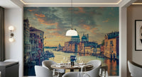 Watery passage Venetian Dawn wallpaper for walls classic European view.