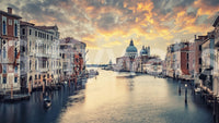 Venetian Twilight wallpaper mural showing the Venice Grand Canal and domed basilica under an orange sunset