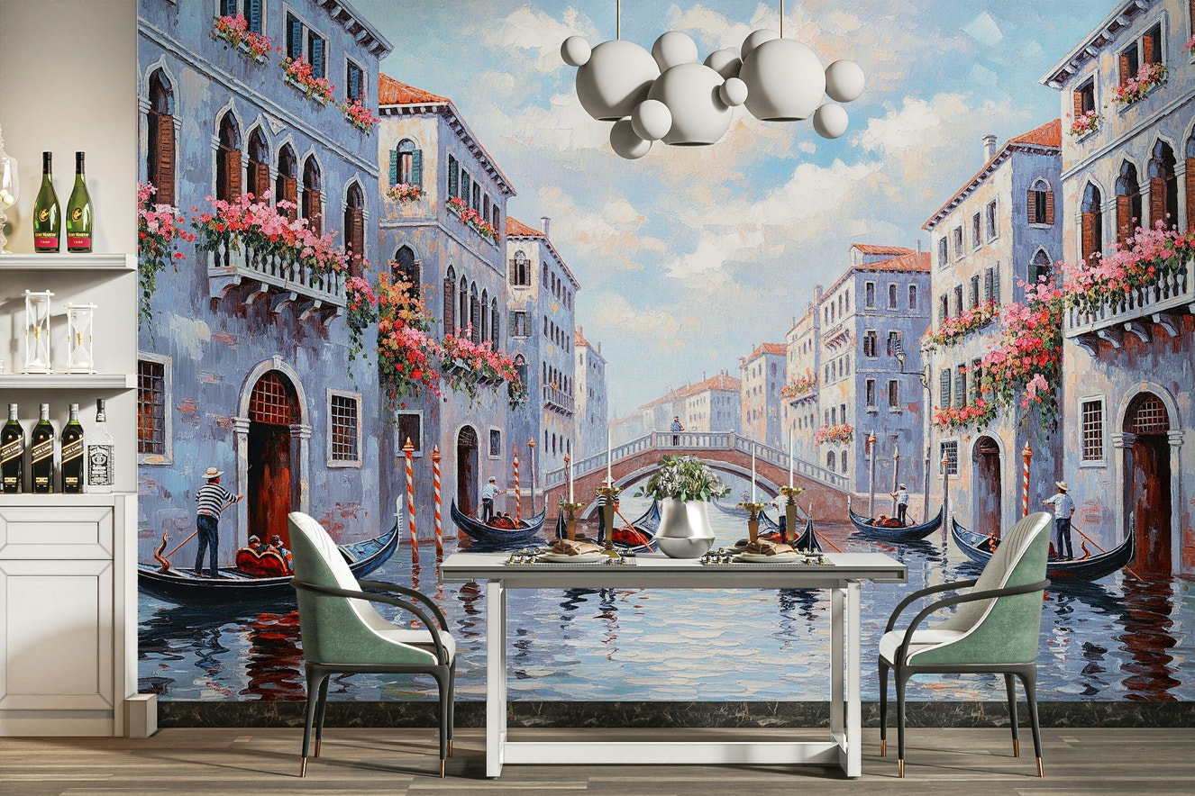Wall mural showing a tranquil Italian scene

