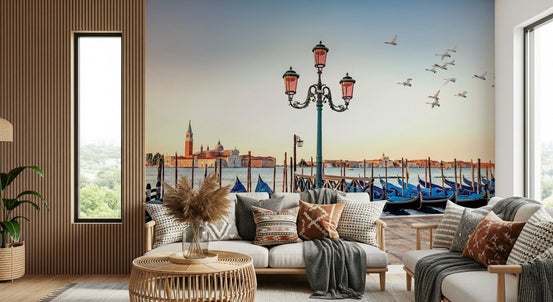 Ornate stone archway framing Venice Serenity Indian palace wallpaper