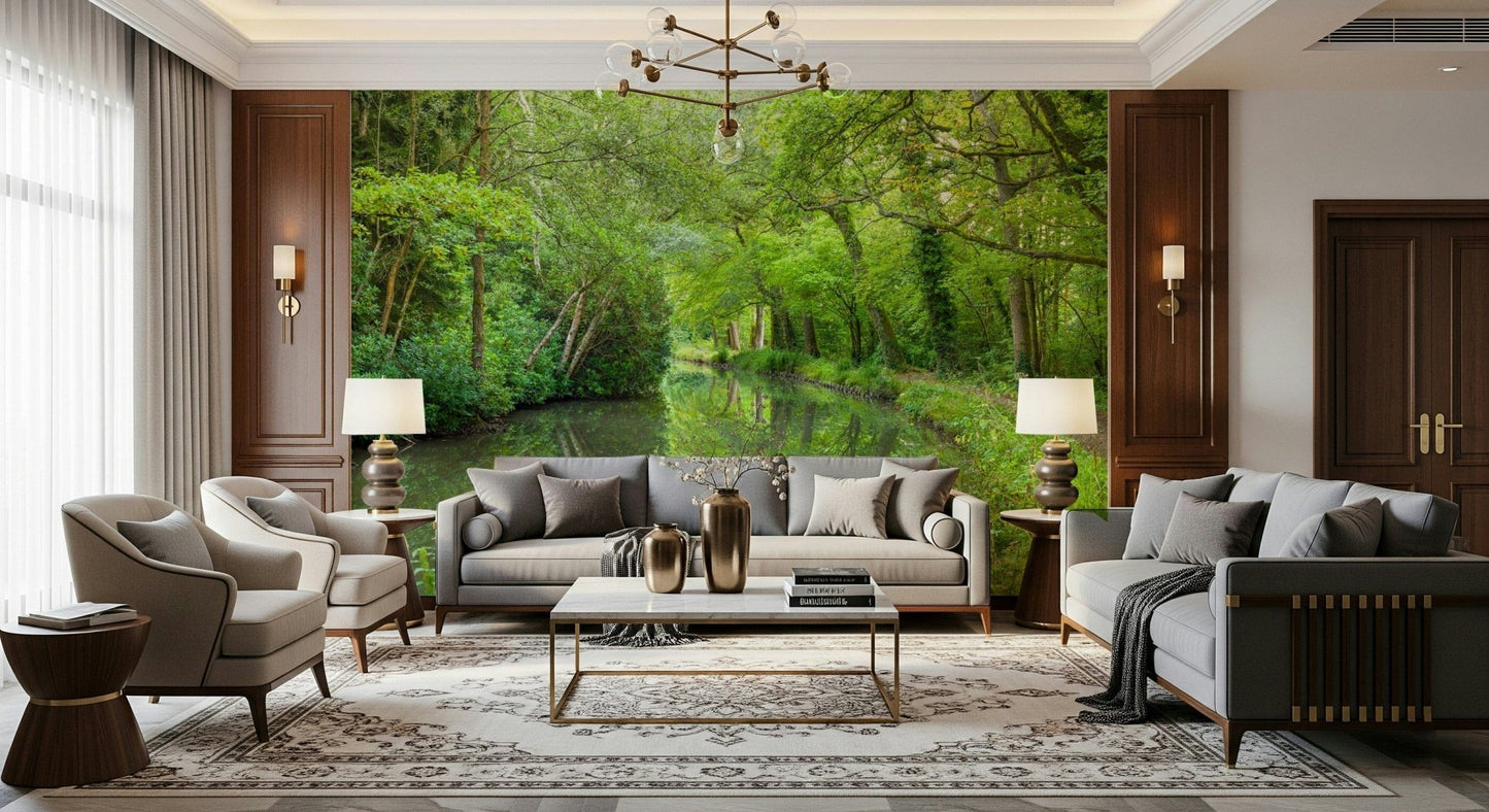 The calming Verdant Stream Escape wallpaper, perfect for relaxation.