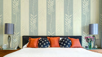 Lush vertical foliage pattern wallpaper with intricate leaves

