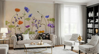 A contemplative flower pattern wallpaper mural for a feature wall.

