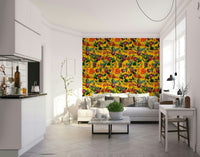 Bold and colorful floral wall mural bringing energy to a room.

