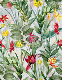 Vibrant, garden-inspired wallpaper creating an energetic vibe

