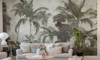 Lush green forest wall mural design
