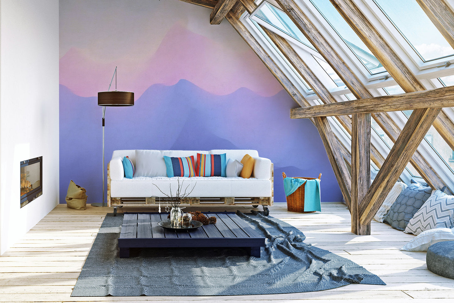 Pink & Purple Ombre Wallpaper Mural - Giffywalls