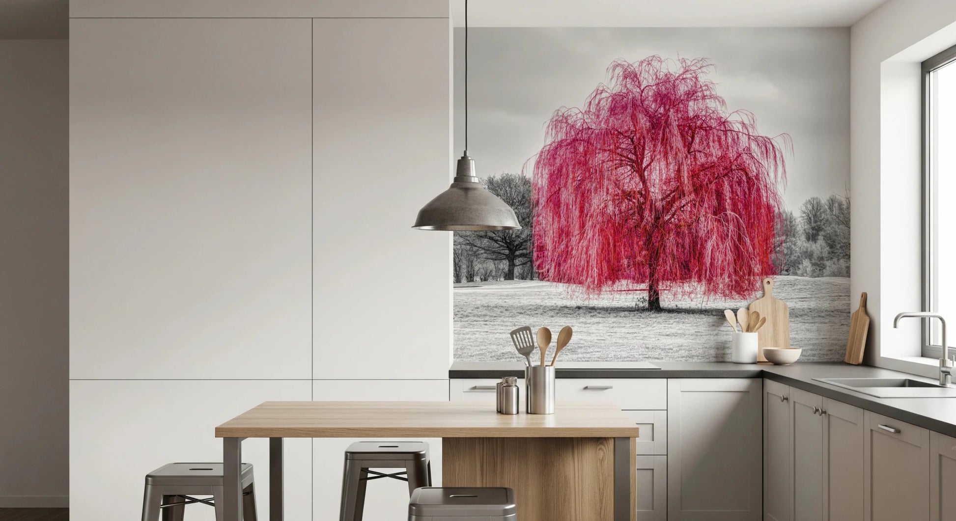 Vibrant Pink Willow Wall Mural