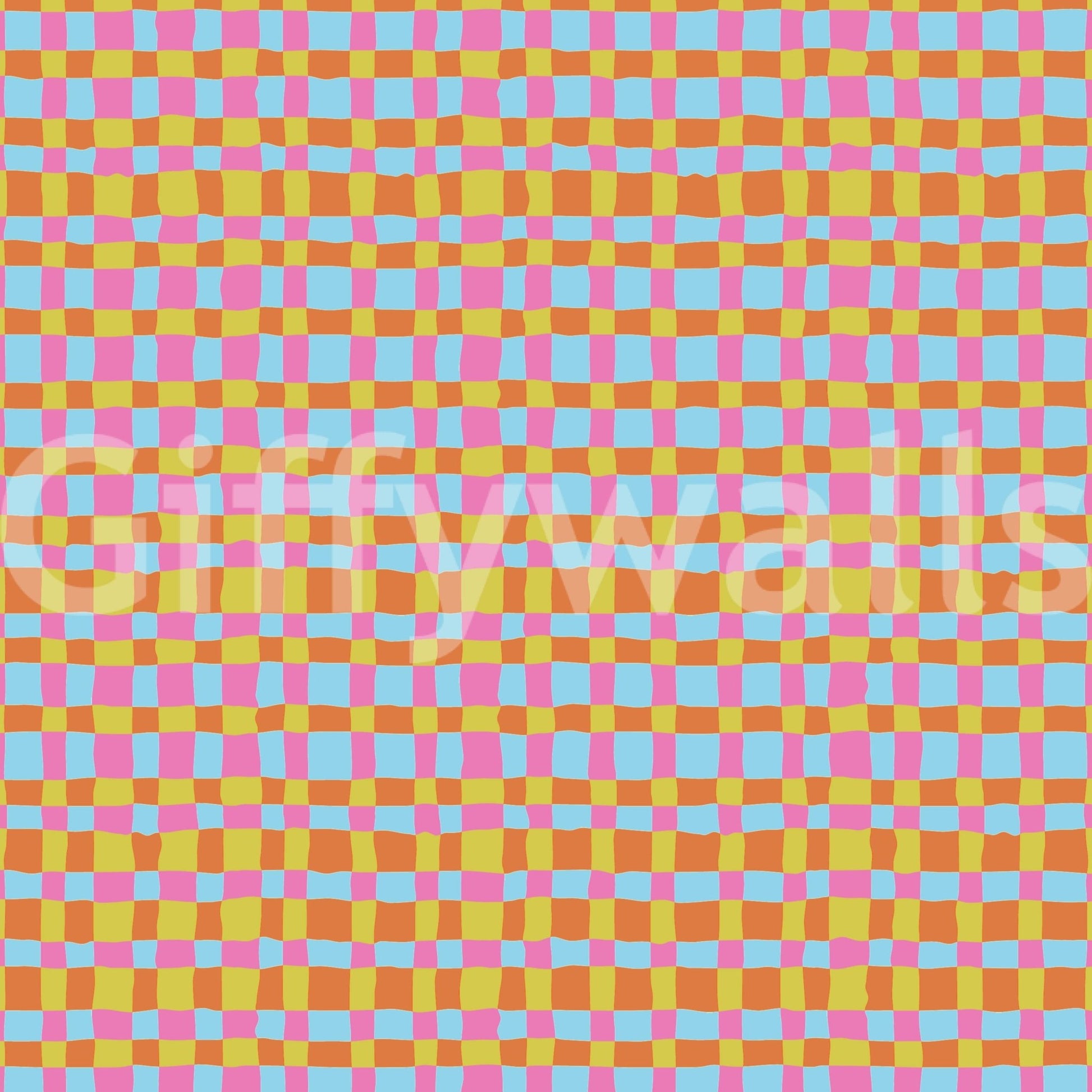 Vibrant Quilt Blocks wallpaper, odd orange and yellow, sophisticated design.