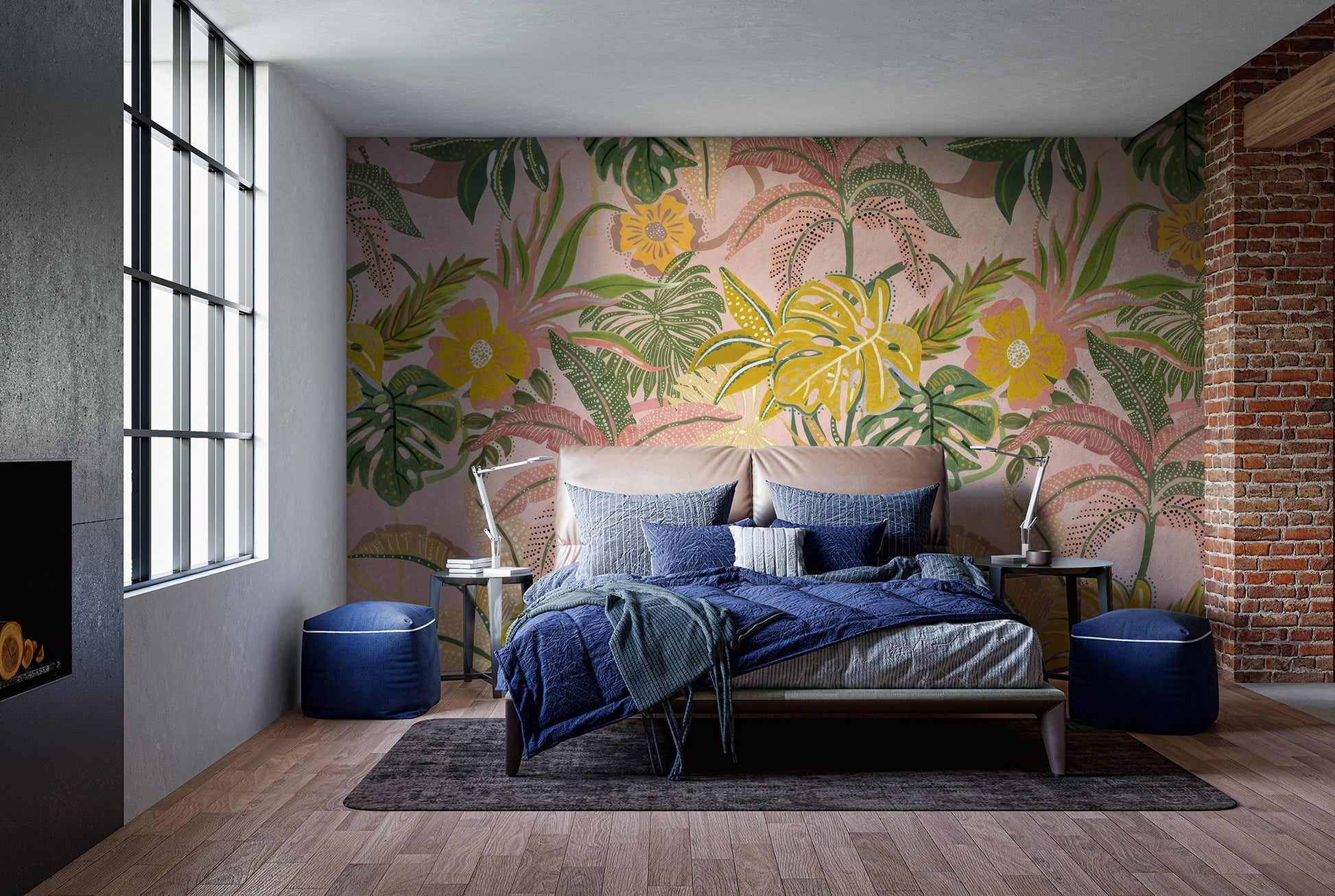 Lush watercolor jungle leaf decor
