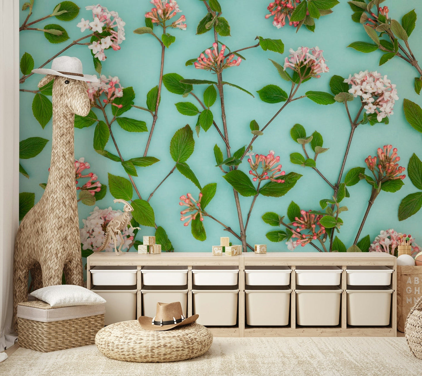 Detailed Viburnum Juddii flowers adding elegance to walls.

