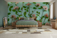 A soft and colorful Viburnum Juddii flowers wall design.

