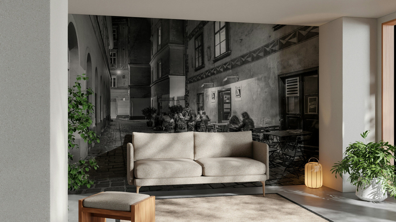 Street cafe in Vienna Wall Mural