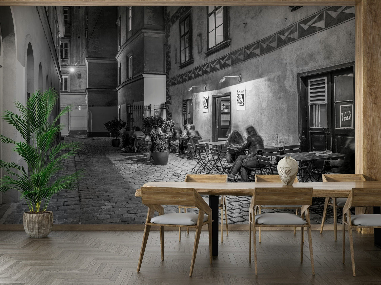 Street cafe in Vienna Wall Mural