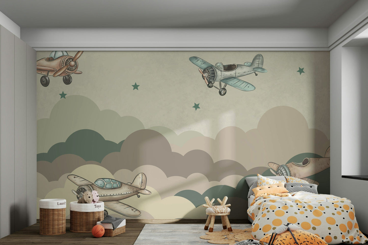 The colors are gentle and soft, with a pastel, blue and gray palette.

