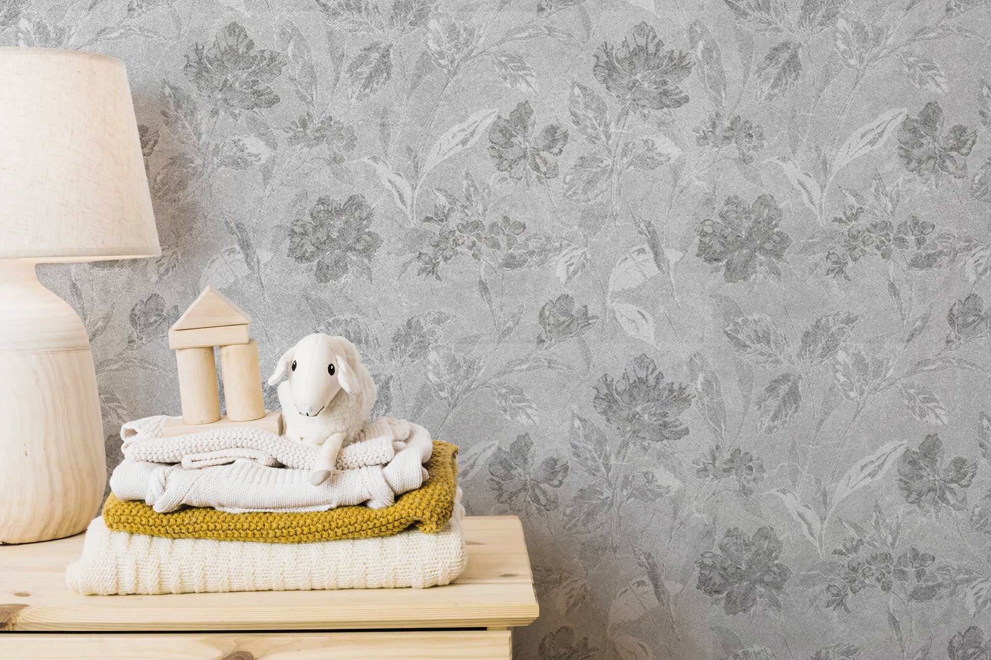 Detailed vintage art flower wallpaper mural with aged parchment effects.