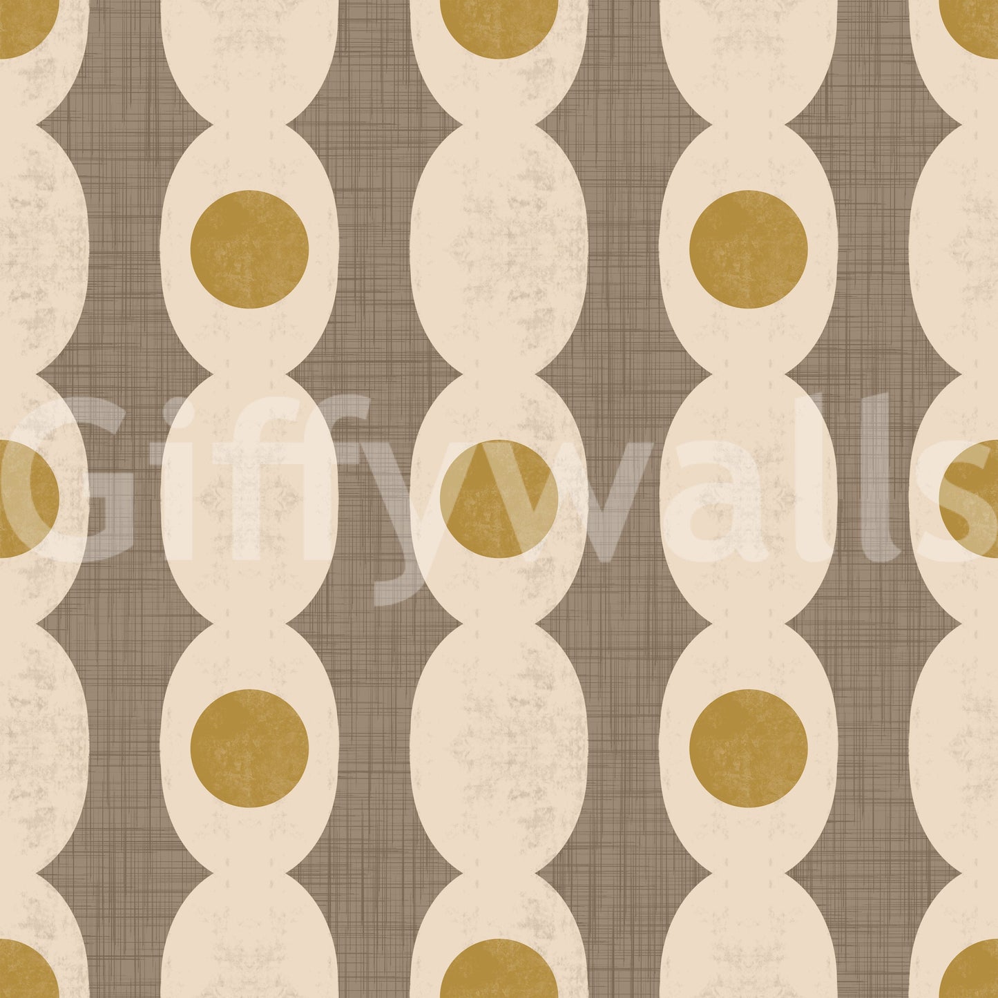 Atomic Age beige wallpaper featuring bold yet understated retro abstractions.