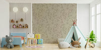 Living room with beige Woodland Garden wallpaper

