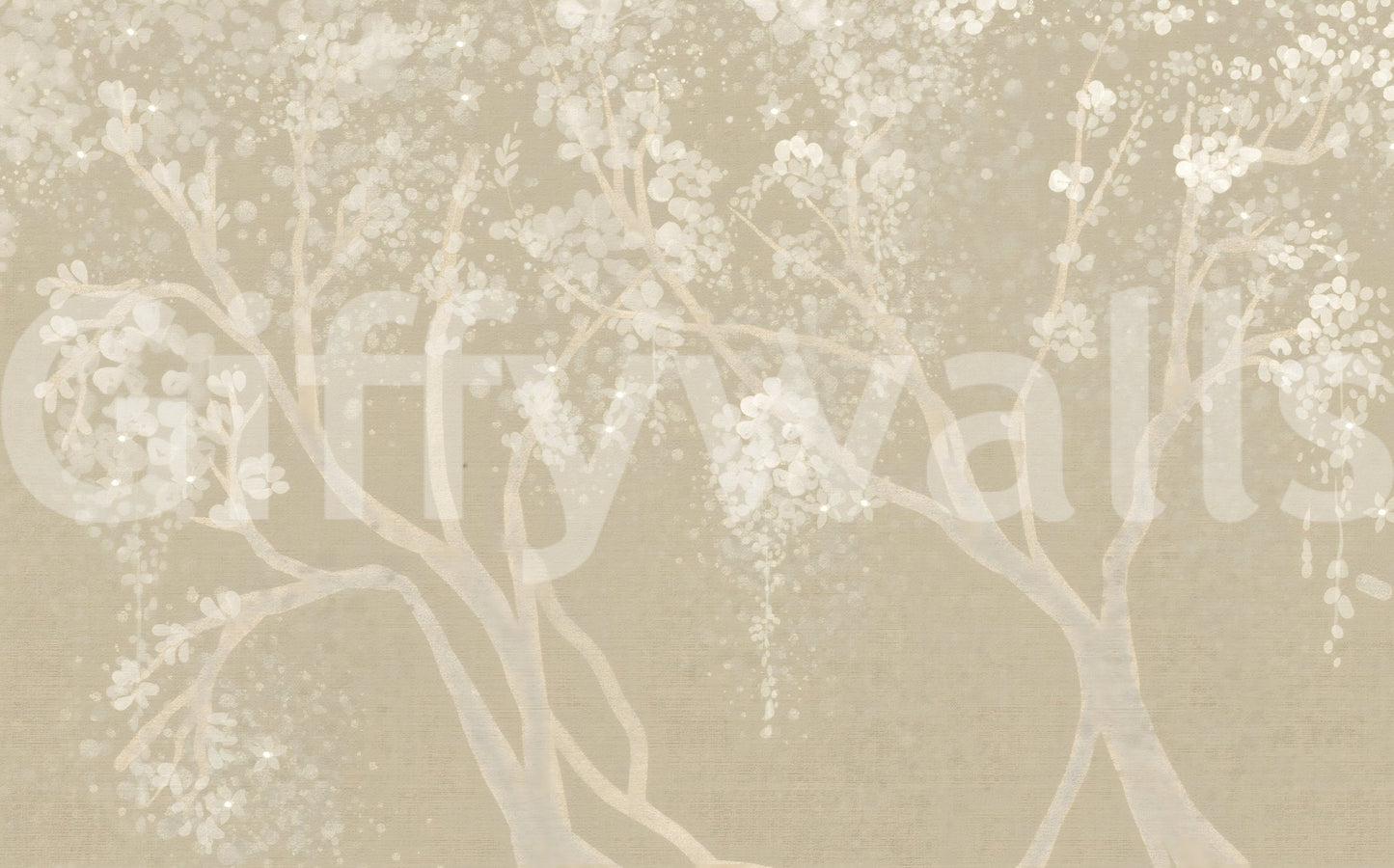 Detailed vintage style wallpaper mural with soft pink sakura floral prints.