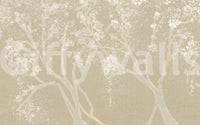 Detailed vintage style wallpaper mural with soft pink sakura floral prints.
