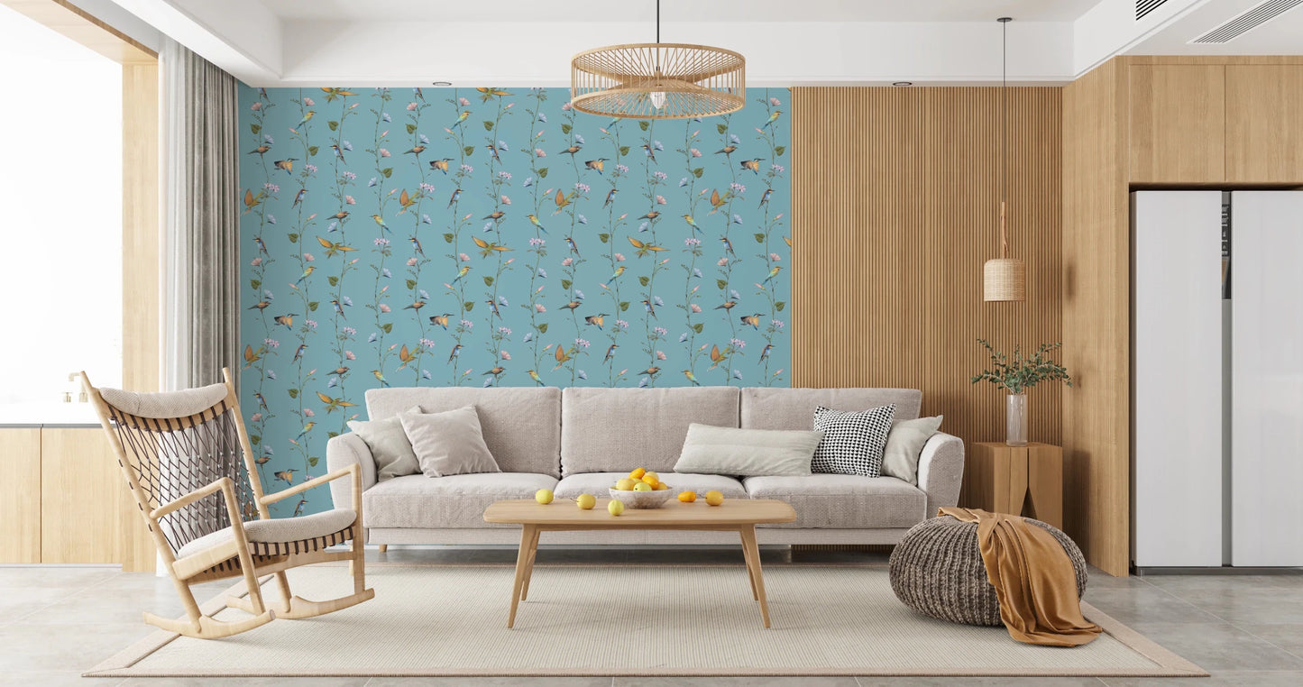 Vintage Birds and Morning Glories Wallpaper⁠