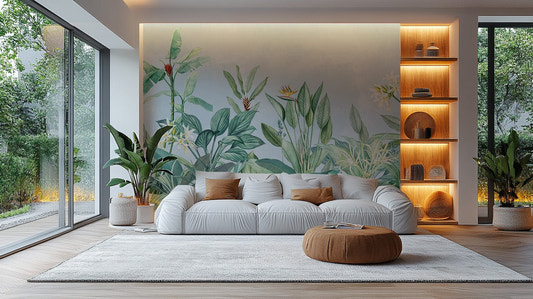 Vintage Bloom mural for a living room.

