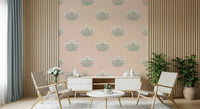 Timeless botanical repeat wallpaper for walls soft muted tones.