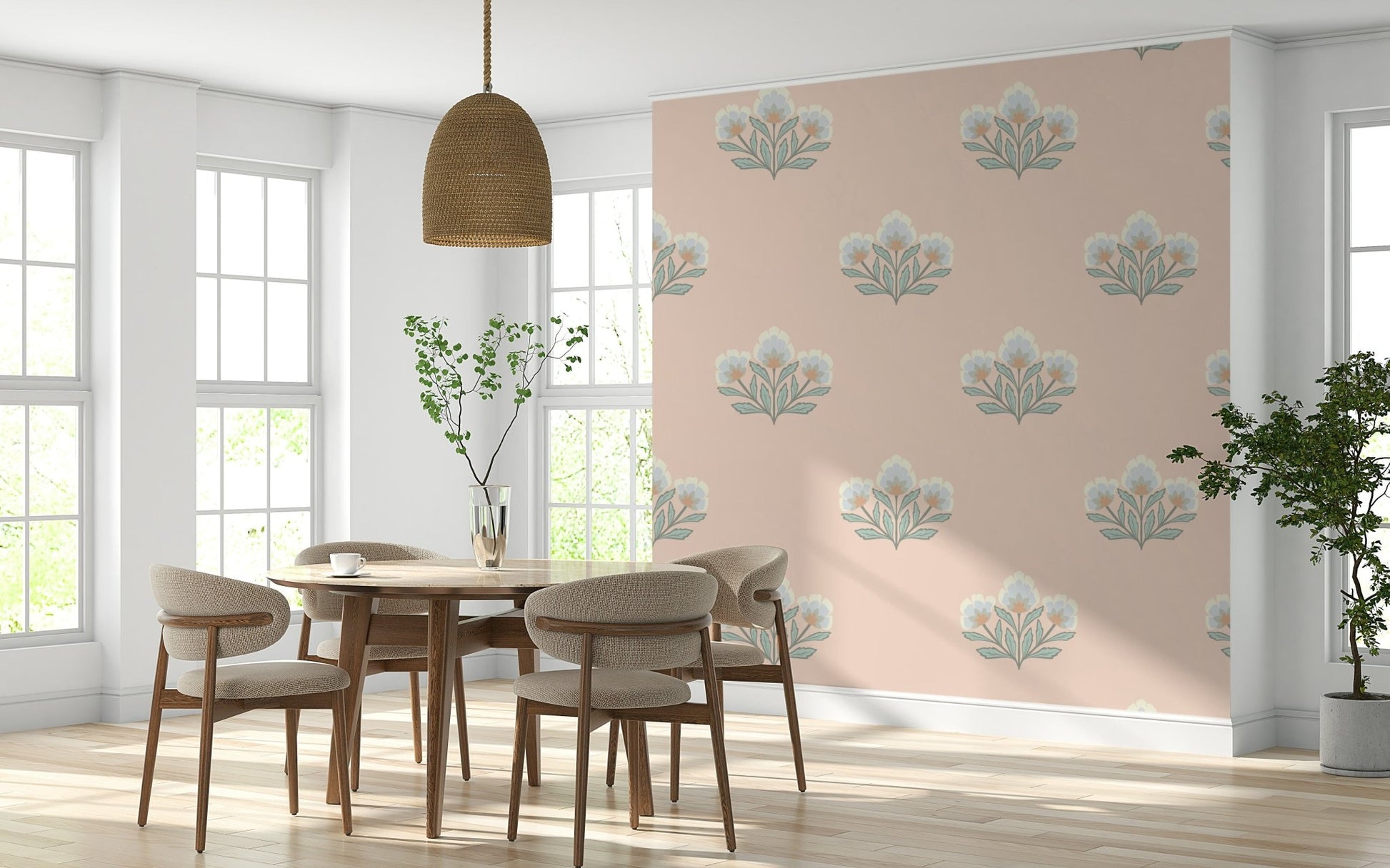 Ethereal floral mural wallpaper peaceful aesthetic Vintage Bloom Repeat.
