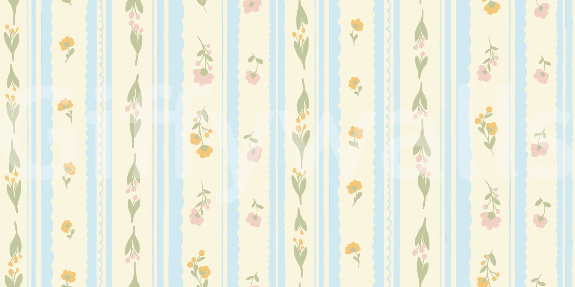 Vintage Bloom Stripes Wallpaper⁠