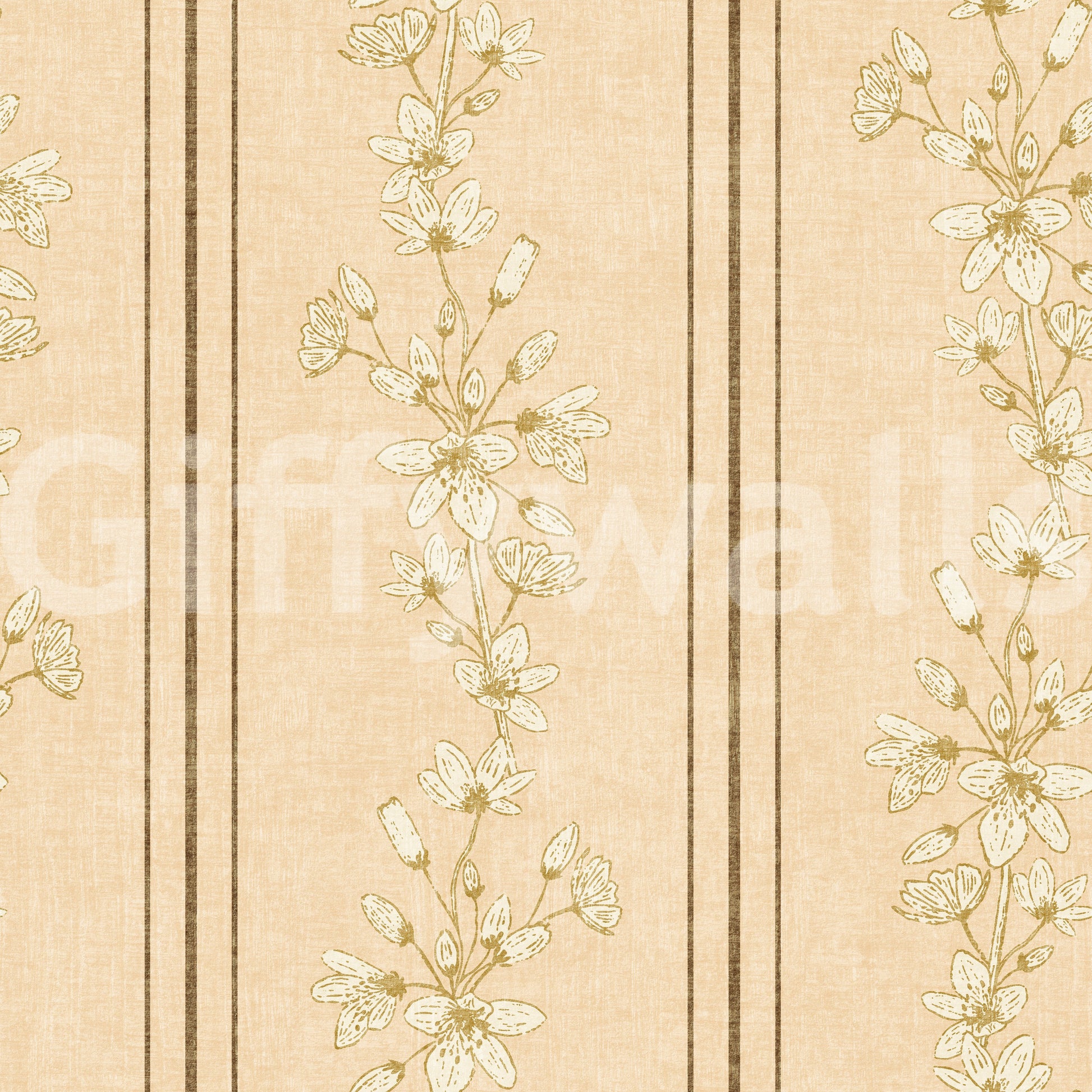Traditional bloom and stripe design wallpaper

