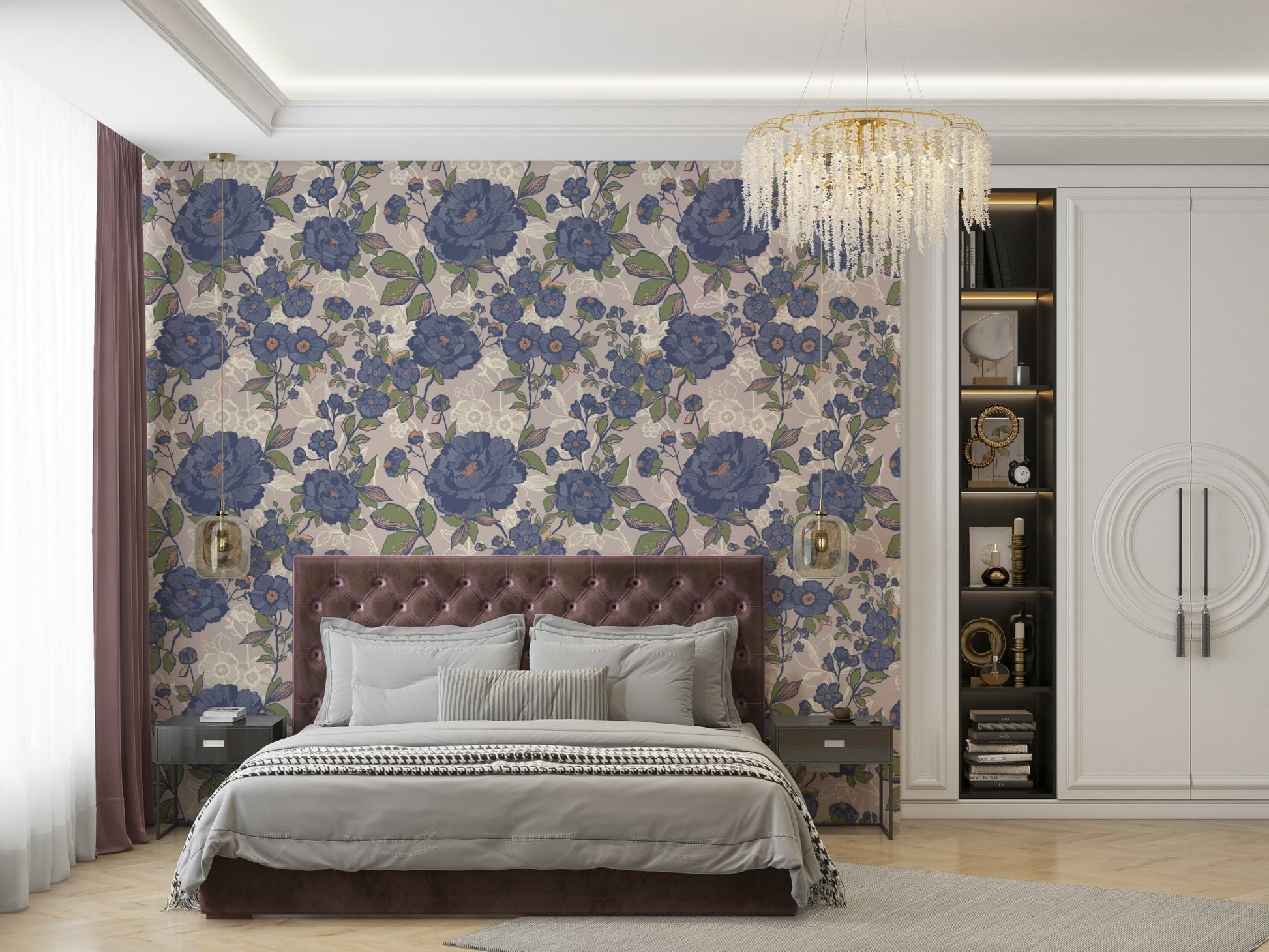 Vintage Bloom mural for a living room.

