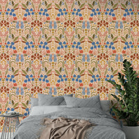 Traditional wallpaper with soft blue wildflowers

