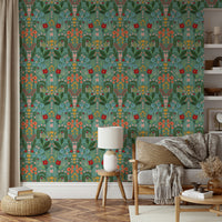 Botanical wallpaper with vintage bluebell pattern


