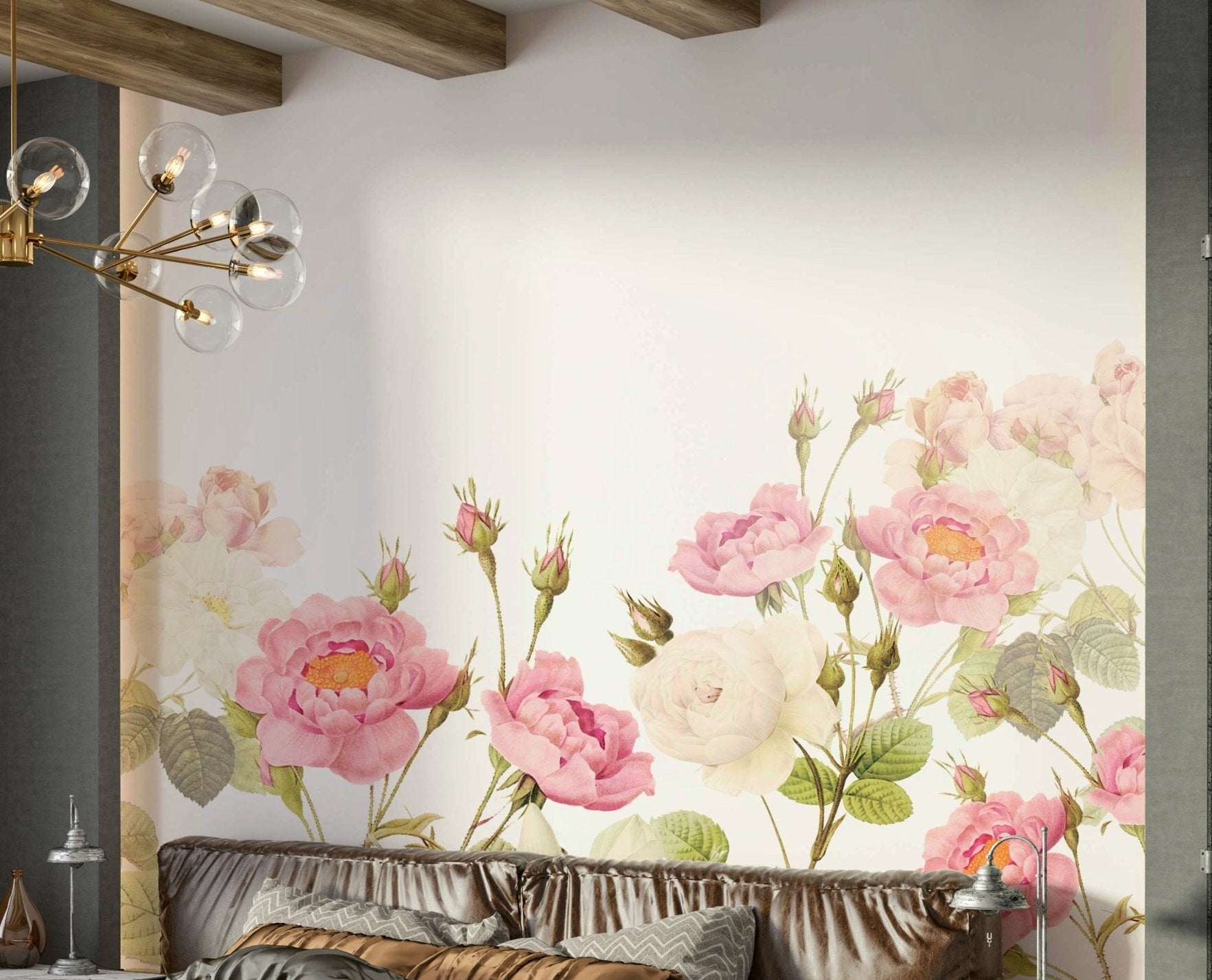 The mural has a slightly faded, distressed look, like an old photograph.
