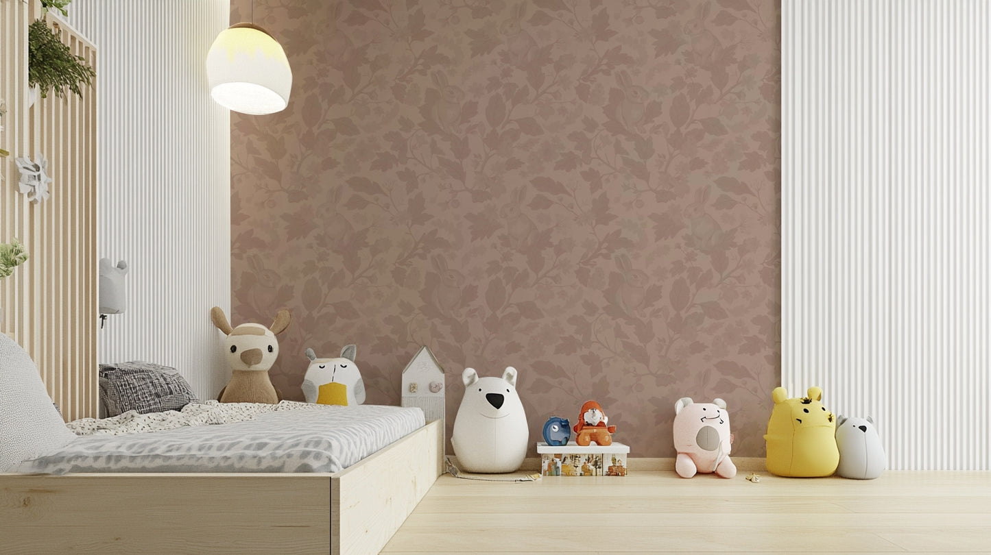Woodland Garden blush wallpaper for soft interiors

