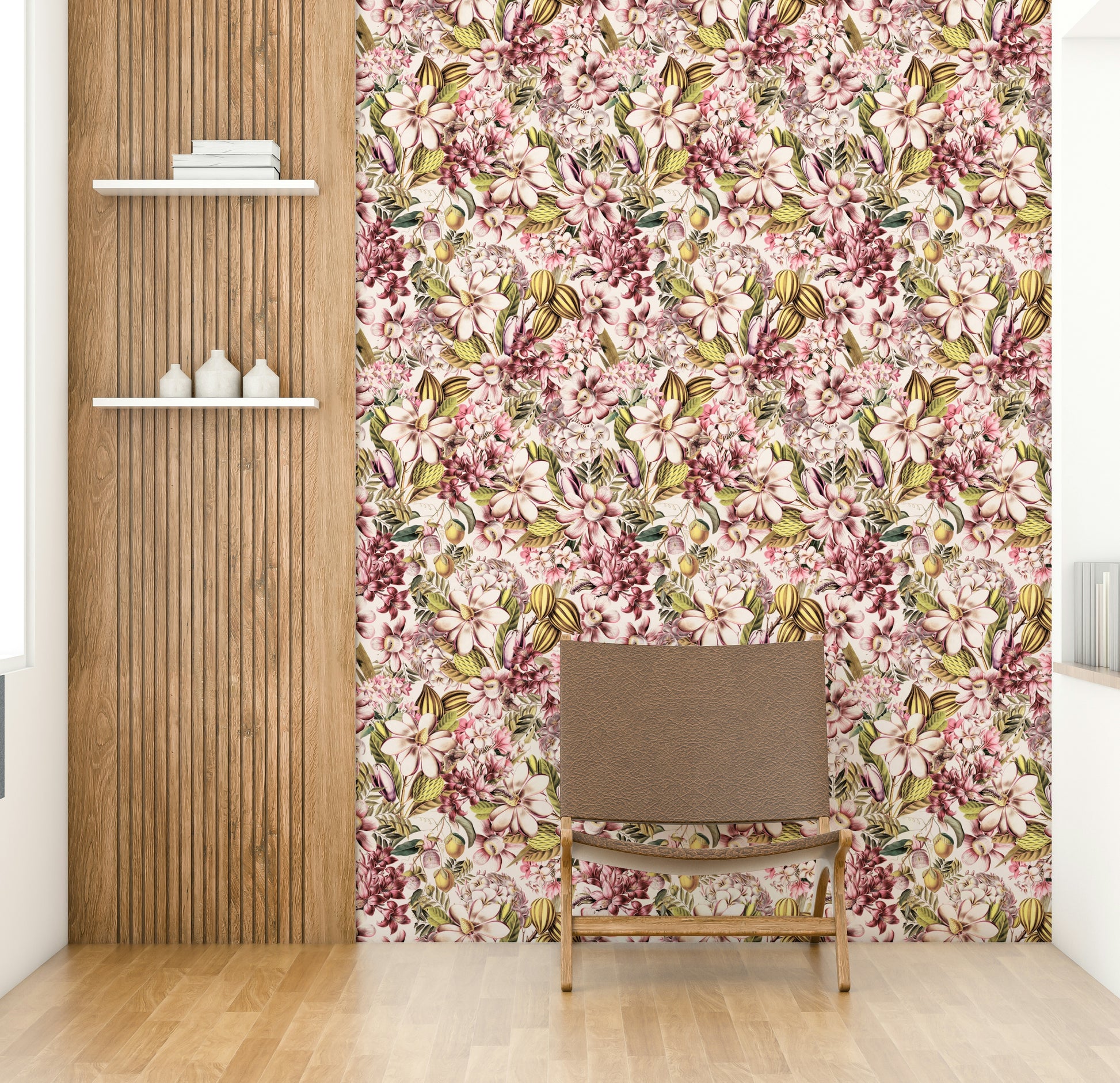 Vintage Botanical Garden wallpaper with classic floral illustrations and gentle hues.

