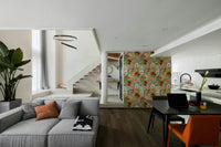 Nature-inspired wallpaper with intricate floral and leaf patterns

