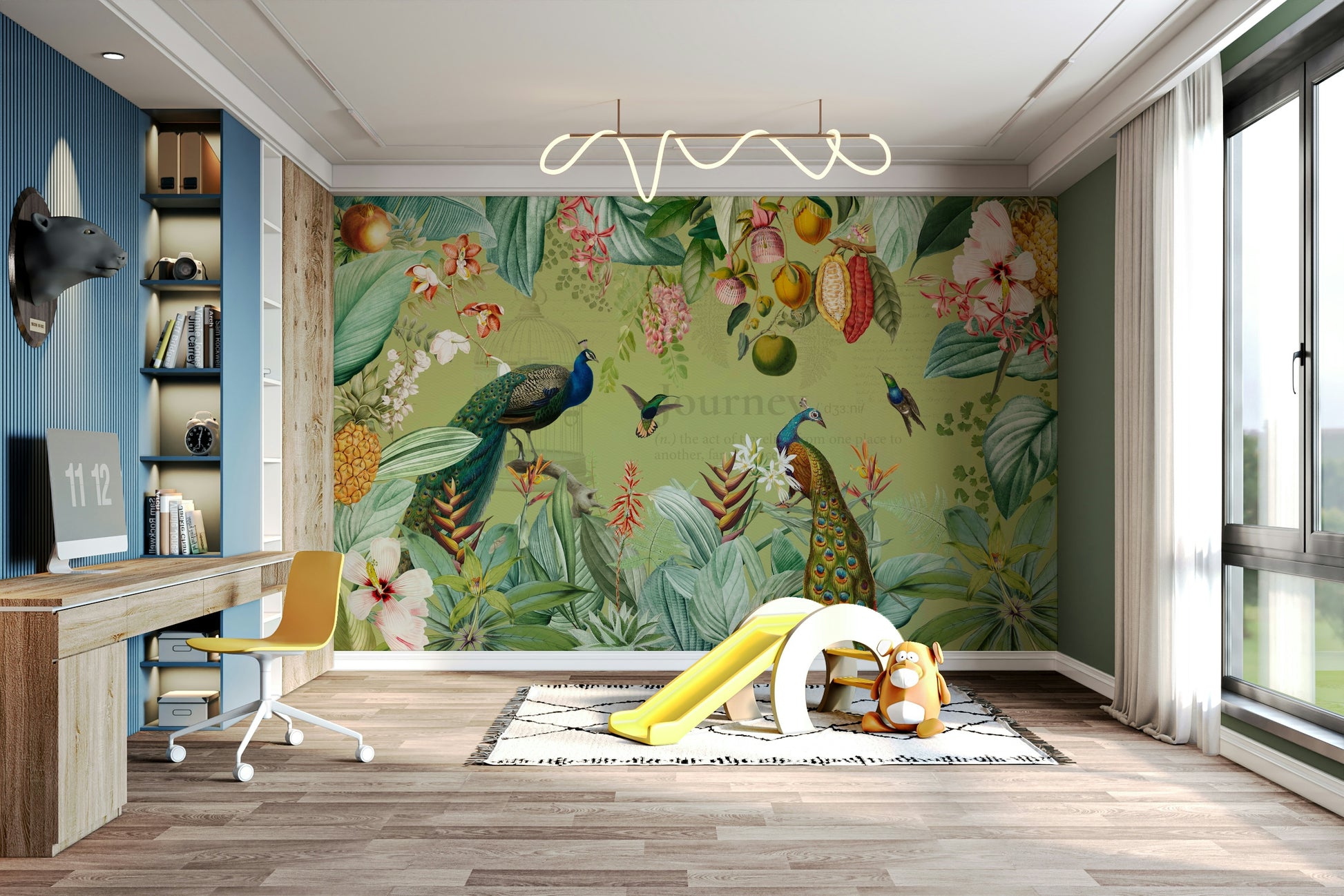Timeless vintage botanical wallpaper mural for serene interiors

